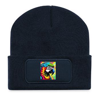 Papagei Pop Art - Recycelte Patch Beanie - French Navy - Vorne