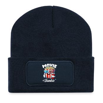 Movie Junkie Cinema Popcorn Cartoon Design - Recycled Patch Beanie - french navy - Front