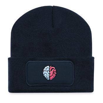 Moitié cœur, moitié cerveau : Neuroradiologie de la pleine conscience - Beanie recyclé à patch - bleu marine - Devant