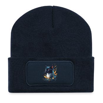 Colorful Cat - Recycled Patch Beanie - french navy - Front