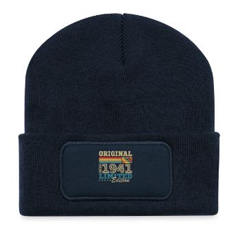 1941 Vintage Retro Cadeau D’anniversaire - Beanie recyclé à patch - bleu marine - Devant