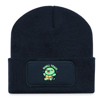 Shell Yeah Cute Turtle Lover Pun Funny - Recycled Patch Beanie - french navy - Front