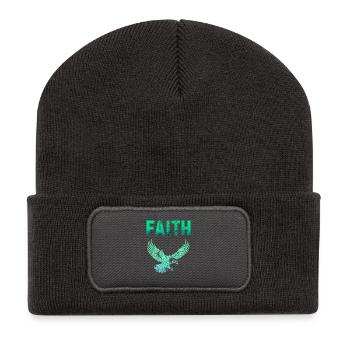 Glaube und Adler Illustration - Recycelte Patch Beanie - Dunkelgrau - Vorne