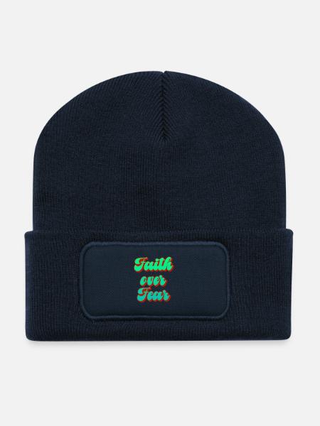 Glaubenskraft Motiv Design - Recycelte Patch Beanie - French Navy
