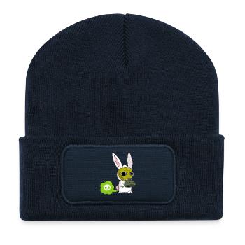 Cute Bunny Farting - Recycled Patch Beanie - french navy - Front