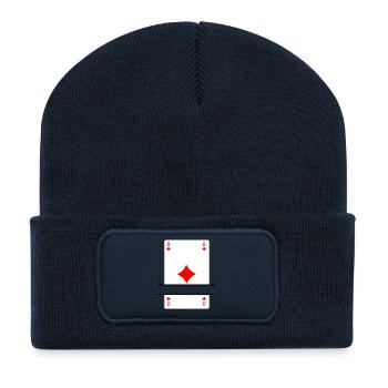Carte à jouer as de carreau avec espace bannière - Beanie recyclé à patch - bleu marine - Devant