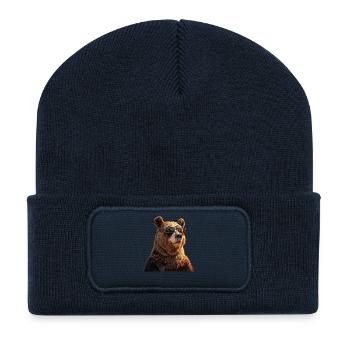 Brown Bear, Grizzly Bear, Bear Brothers, Dad, Wild Bears - Recycled Patch Beanie - french navy - Front