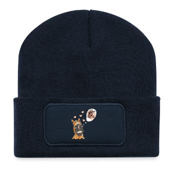 Hengst Pferd Stute Liebe Beziehung Pferde - Recycelte Patch Beanie - French Navy - Vorne