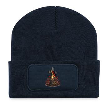 Deutsches Kreuz Veteranen Tag Deutschland - Recycelte Patch Beanie - French Navy - Vorne