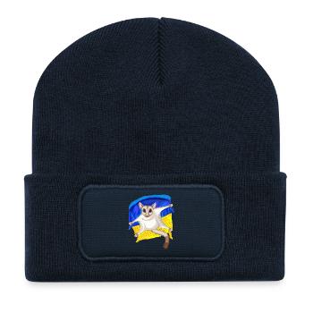 Niedlicher Sugar Glider mit Ukraine Flagge - Recycelte Patch Beanie - French Navy - Vorne