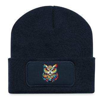 Eule - Recycelte Patch Beanie - French Navy - Vorne