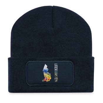 Carte à l’aquarelle du Liechtenstein - Beanie recyclé à patch - bleu marine - Devant