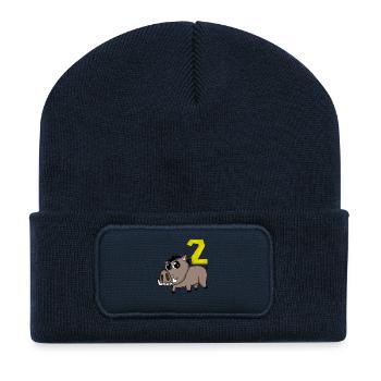 2nd Birthday Motif Wild Boar - Two Years Old - Recycled Patch Beanie - french navy - Front