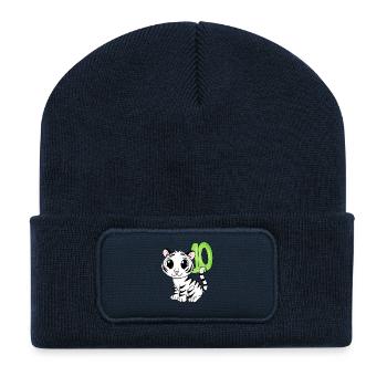 10. Geburtstag Motiv Tiger - zehn - 10 Jahre - Recycelte Patch Beanie - French Navy - Vorne