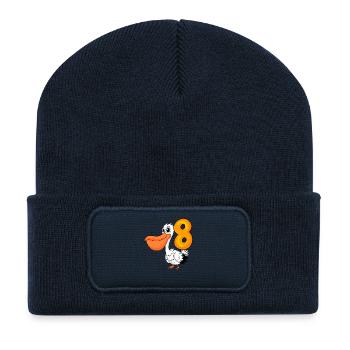 8ème anniversaire motif pélican - huit ans - Beanie recyclé à patch - bleu marine - Devant