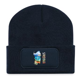 Aquarell Landkarte Sardinien - Recycelte Patch Beanie - French Navy - Vorne