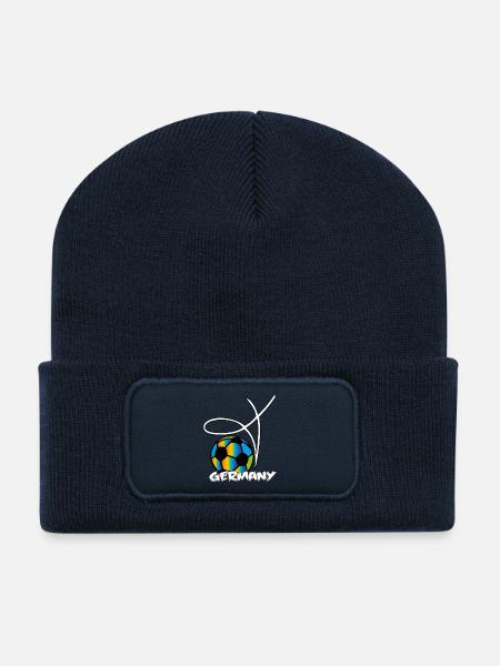 Fußball , Deutschland, Sport - Recycelte Patch Beanie - French Navy