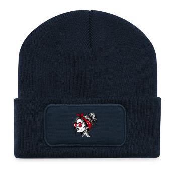 Stylish Turkish woman with Turkish flag design - Recycled Patch Beanie - french navy - Front