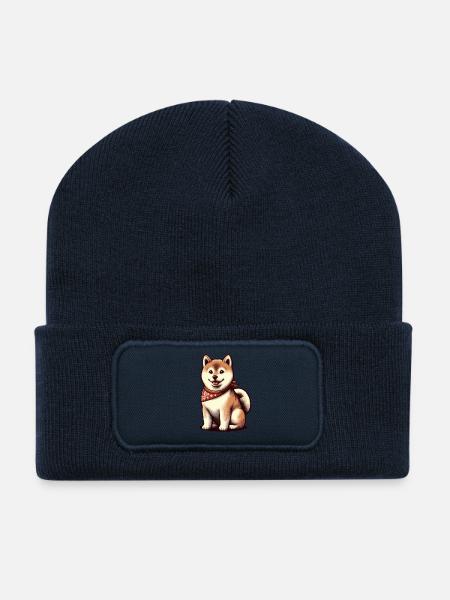 Shiba inu - Recycelte Patch Beanie - French Navy