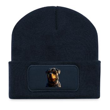 Les chiens Rottweiler aiment les fiers amateurs de rottweiler - Beanie recyclé à patch - bleu marine - Devant