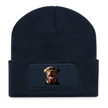 Les chiens Rottweiler aiment les fiers amateurs de rottweiler - Beanie recyclé à patch - bleu marine - Devant