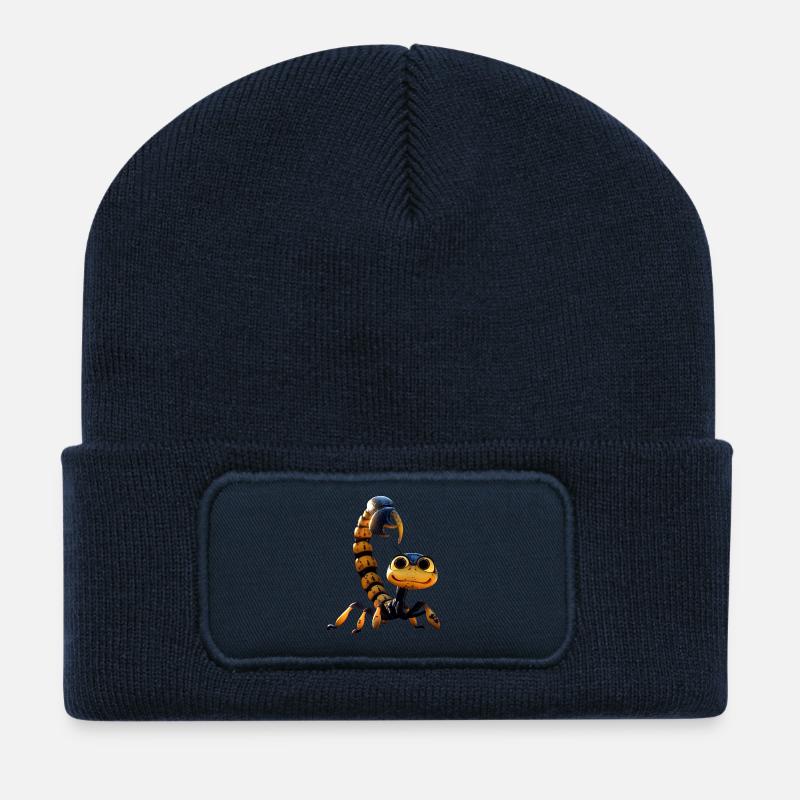 Skorpion Spinnentiere Scorpion Lustige Skorpione - Recycelte Patch Beanie - French Navy