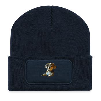 Beagle Welpe Beagles Süßer Hund English Beagle - Recycelte Patch Beanie - French Navy - Vorne