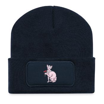 Sphynx Cat Sailor Flag - Beanie recyclé à patch - bleu marine - Devant