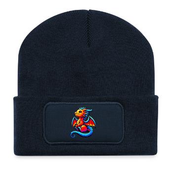 Dragon - Beanie recyclé à patch - bleu marine - Devant