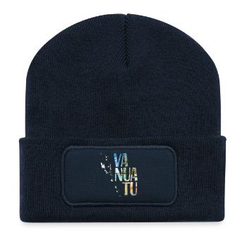 Carte aquarelle Vanuatu - Beanie recyclé à patch - bleu marine - Devant