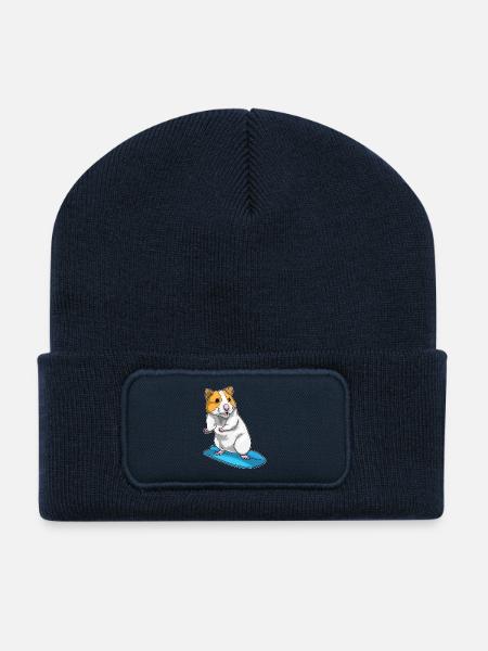 Hamster Surfen Surfbrett Sommer - Recycelte Patch Beanie - French Navy