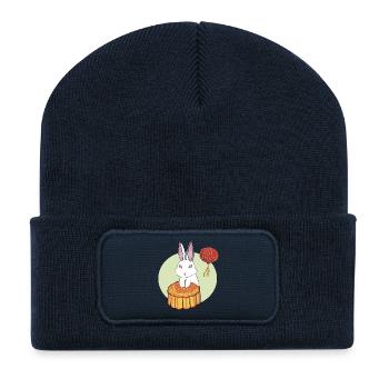 Gâteau de lune Lapin - Beanie recyclé à patch - bleu marine - Devant