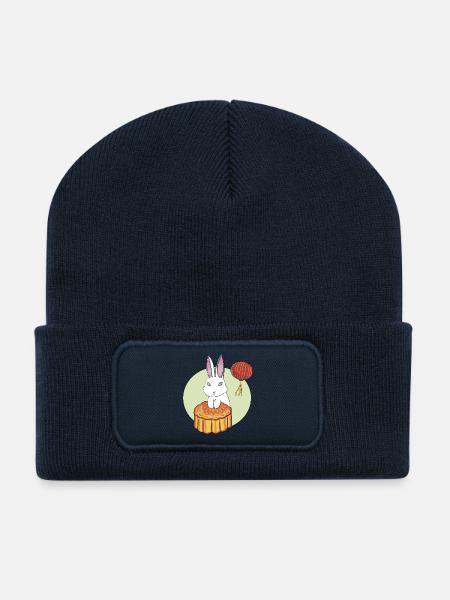Gâteau de lune Lapin - Beanie recyclé à patch - bleu marine