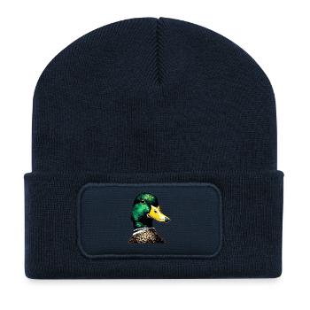 Ente Stockente Entenküken Duck Entlein Erpel Enten - Recycelte Patch Beanie - French Navy - Vorne