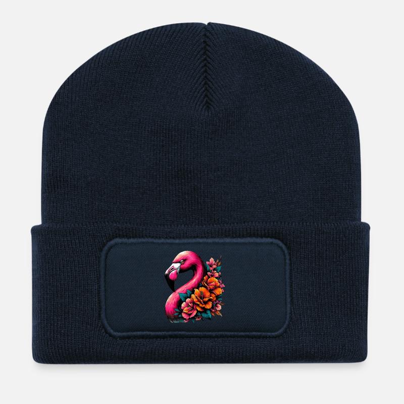 Flamingo - Recycelte Patch Beanie - French Navy