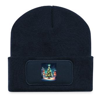 Village du Père Noël - Beanie recyclé à patch - bleu marine - Devant