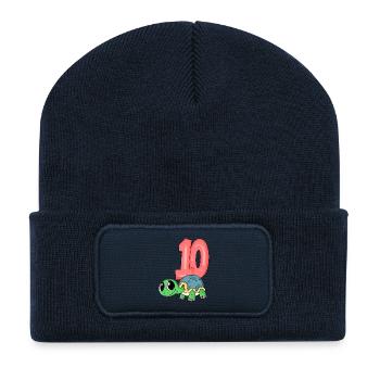 10. Geburtstag Motiv Schildkröte - zehn - 10 Jahre - Recycelte Patch Beanie - French Navy - Vorne