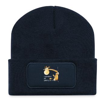 Girafe drôle I motif d’animal sauvage - Beanie recyclé à patch - bleu marine - Devant