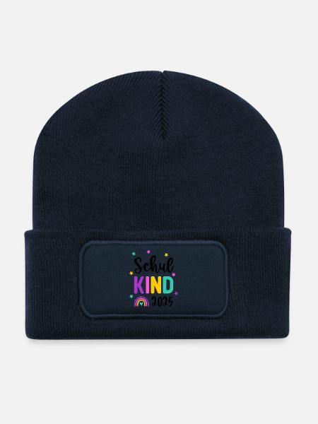 Schulkind 2025 Einschulung Regenbogen Schule - Recycelte Patch Beanie - French Navy