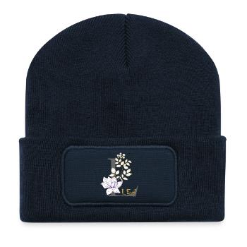 Buchstabe L Initiale Lea - Recycelte Patch Beanie - French Navy - Vorne