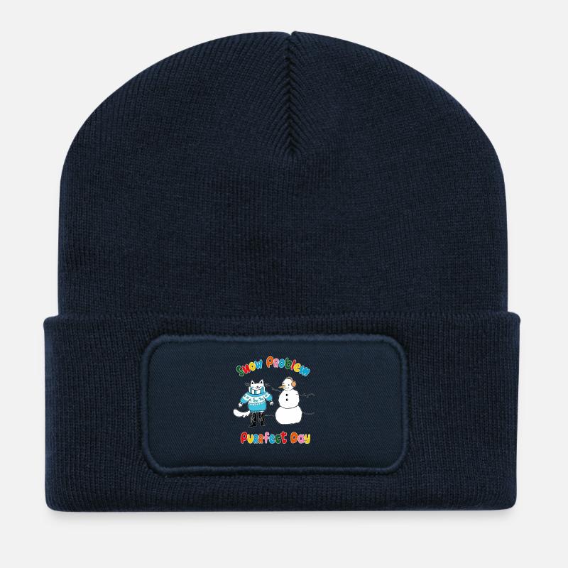 Problème de neige Journée parfaite - Beanie recyclé à patch - bleu marine