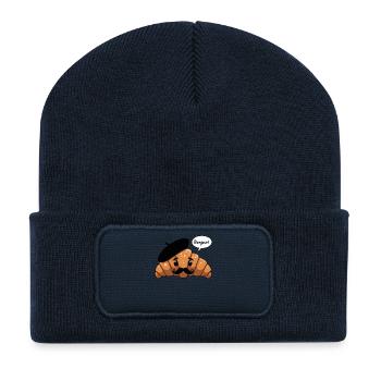 Croissant français - Beanie recyclé à patch - bleu marine - Devant