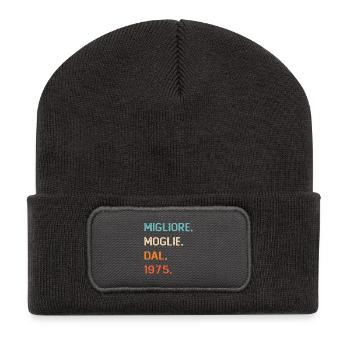 Wife since 1975 - Recycled Patch Beanie - dark grey - Front