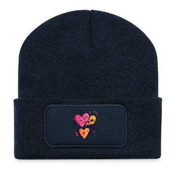 Herzen Valentinstag Herzmuster Liebe Geschenk - Recycelte Patch Beanie - French Navy - Vorne
