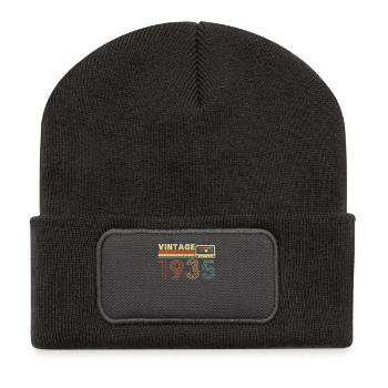 1935 Vintage Retro 90 Jahre Geburtstagsgeschenk - Recycelte Patch Beanie - Dunkelgrau - Vorne