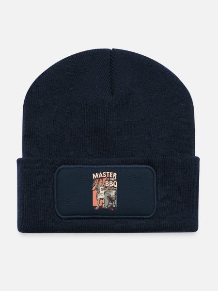 Retro BBQ Master Lustiger Grill König - Recycelte Patch Beanie - French Navy
