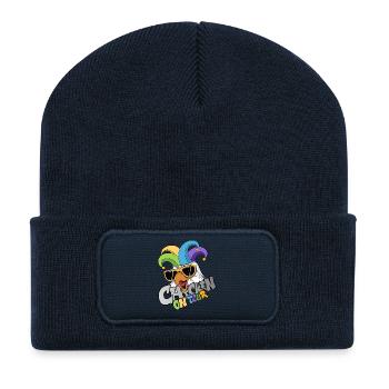 Karneval Fasching Chicken on Tour Konfetti Parade - Recycelte Patch Beanie - French Navy - Vorne