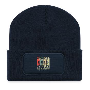 Original 2015 Vintage Retro Anniversary Gift - Recycled Patch Beanie - french navy - Front