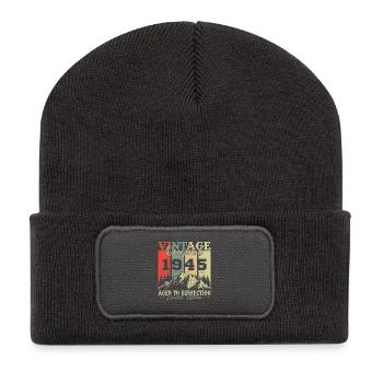 1945 Vintage Retro Birthday Gift - Recycled Patch Beanie - dark grey - Front
