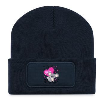 Doux koala amour pour maman - Beanie recyclé à patch - bleu marine - Devant